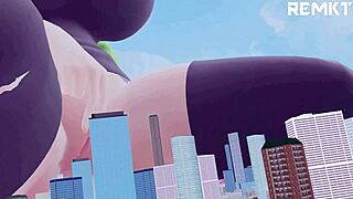 Giantess performs reduction spell on shoutas with huge insertion