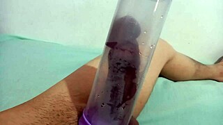 Sucking cock with a pump, wow!