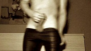 Amateur strips and uses dildo anally