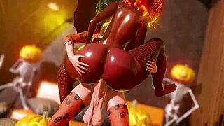 Feeling The Halloween Spirit With Futa's Big Tits And Monster Cock Fucking