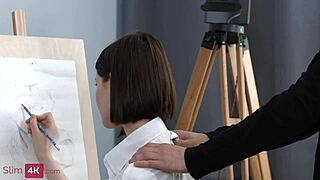 Tattooed bf nails young artist hard