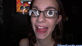 Petite Spex Babe Cocksucking at Gloryhole