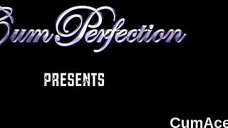 Wacky bombshell swallows every drop of cumshot juice