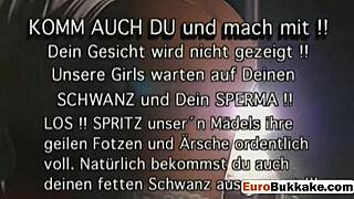 Look at this Euro chick masturbate till men surround her for a wild piss bukkake orgy!