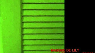 masked figure turns asian girl into human christmas tree for bdsm roleplay