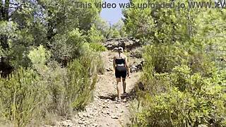 Young milf enjoys hiking with a mouthful