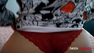 My stepsister was alone and hot, so horny, masturbating in her panties and lingerie?