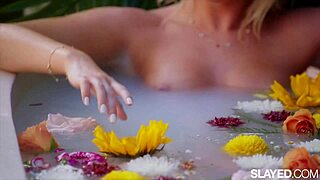 allie and alina get licked in bath!