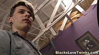 Twink gets nailed hard by that massive black cock!