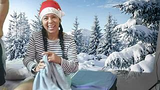 adorning my xmas pussy with big cock, gaping anal, and monster striptease 😈🎄