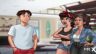 Maid cleans up in summertimesaga game