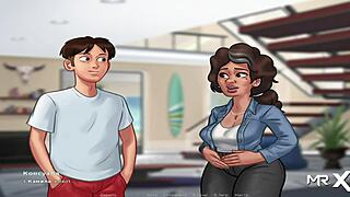 Maid cleans up in summertimesaga game