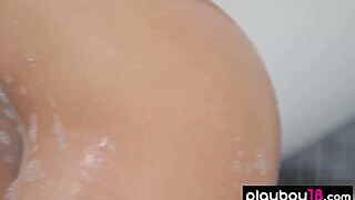 Amazing blonde milf Jennifer washing her beautiful boobs