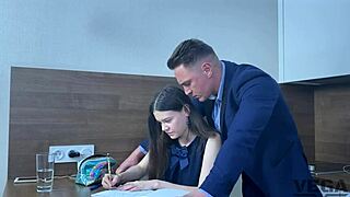 Perfect teen 18+ stepsister catches me watching porn and helps me cum with anal and oral