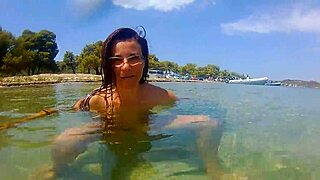 Beach adventure with two eggs showing off vaginas