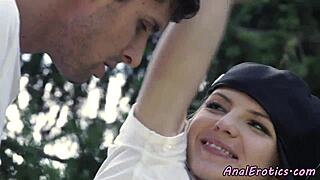 Watch petite babe get assfucked by big cock outdoors in doggystyle.