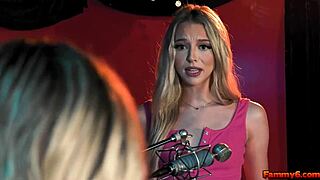 Chloe and Lily, tattooed teens, lick each other's pussies with strapons.