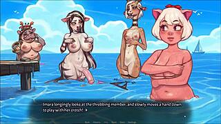 pig princess futanari strips at beach and masturbates publicly
