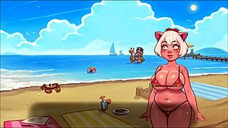 pig princess futanari strips at beach and masturbates publicly