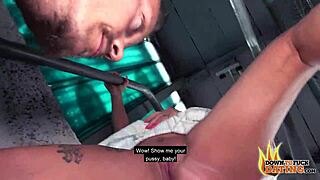 tattooed milf adrienne fucks a stranger in abandoned building, wow