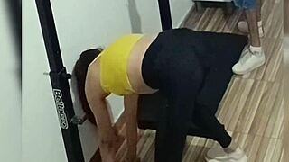Betrayal in the gym next to the cuckold