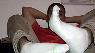 I worship my master's feet in nylon socks