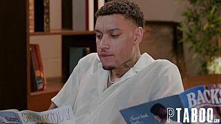 Dee Williams and Oliver Flynn learn in library with blowjob!