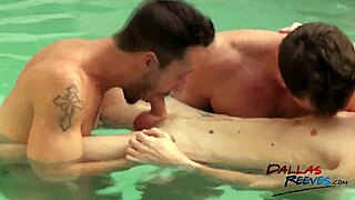 Hot gay orgy group takes place outdoor at pool