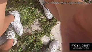 personal risky outdoor banging with tall brunette babe in etno village