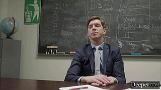 Alexa Grace licks tutor's pussy roughly with feet