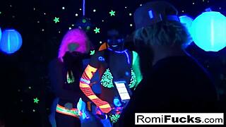 Romi rain and dani daniels intensely fuck in black light