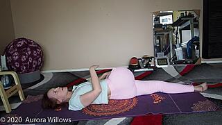 Check out this mature brunette's yoga moves.