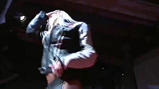 Het europeisk babe gör djärv striptease på scen, kläder rivs av utomhus