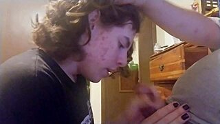 Gay man sucks cock with intense passion