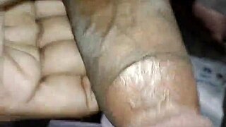 Young guy masturbating in gay handjob session