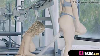 workout session ends with pussy licking on floor