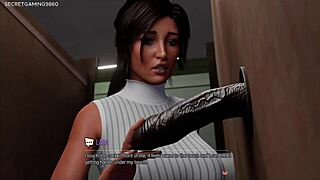 Busty slut Lara Croft deepthroats huge BBC at glory hole!