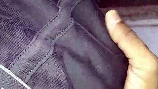 Young guy masturbating in gay handjob session