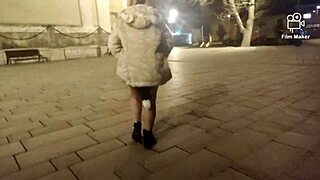 Ariela Rider walks outdoors with an anal plug in her big pussy.