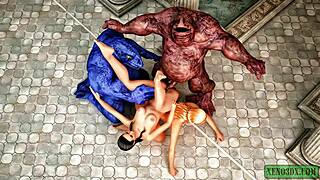 Watch this monstrous foursome? 3d hentai gangbang