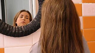 Nara Mongolka poses nude in hot shower and pool with lingerie