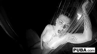 Brunette babe jezebelle steams up the shower