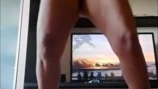 My lover feels so sexy making a video, then pleasures herself in the shower