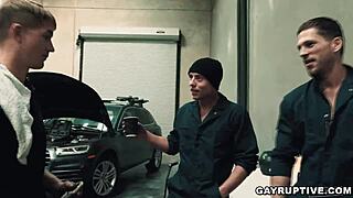 brandon anderson gets deepthroat and anal fucked bareback by his coworker roman todd, so intense