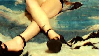 sexy wife in skirt masturbates alone at home