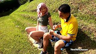 Tattooed person performs in public POV.