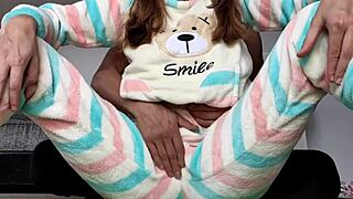 Asian stepdad teases skinny teen's small boobs