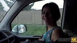 Road trip turns wild with tattooed Latina in ripped clothes