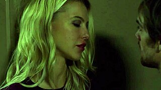 Sexy blonde has sex in the shower.