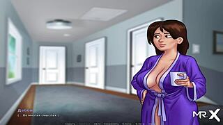 Summertime Saga features a big cock jerking off in the shower scene